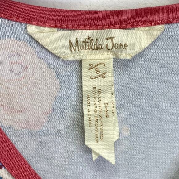 Matilda Jane Choose Your Own Path Dress Girls 8 Teal Pink Floral Twirly Ruffles - Picture 4 of 7